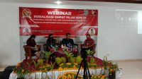 ANGGOTA MPR RI, IGA Rai Wirajaya, dalam webinar sosialisasi empat pilar MPR RI secara virtual dari gedung Gerakan Pramuka Kwartir Daerah Bali, Renon, Denpasar, Minggu (20/9). Foto: ist ANGGOTA MPR RI, IGA Rai Wirajaya, dalam webinar sosialisasi empat pilar MPR RI secara virtual dari gedung Gerakan Pramuka Kwartir Daerah Bali, Renon, Denpasar, Minggu (20/9). Foto: ist
