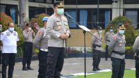 KAPOLRES Tabanan, AKBP Mariochristy Panca Sakti Siregar, mempimpin apel pagi di halaman Mapolres Tabanan, Senin (23/11/2020). Foto: ist KAPOLRES Tabanan, AKBP Mariochristy Panca Sakti Siregar, mempimpin apel pagi di halaman Mapolres Tabanan, Senin (23/11/2020). Foto: ist