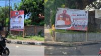 BALIHO paslon di luar difasilitasi KPU yang masih bercokol di tempatnya tanpa tersentuh penertiban. Paslon Jaya Wibawa dan Amerta sepakat membersihkan APK mereka pada akhir tahapan kampanye dan memasuki masa tenang. Foto: hen BALIHO paslon di luar difasilitasi KPU yang masih bercokol di tempatnya tanpa tersentuh penertiban. Paslon Jaya Wibawa dan Amerta sepakat membersihkan APK mereka pada akhir tahapan kampanye dan memasuki masa tenang. Foto: hen