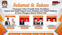EMPAT paslon Pilkada 2020 di NTB yang disahkan KPU kabupaten/kota. Foto: ist EMPAT paslon Pilkada 2020 di NTB yang disahkan KPU kabupaten/kota. Foto: ist