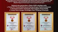 PENGHARGAAN INI piagam penghargaan dari Muri atas kegiatan serangkaian HUT ke-48 PDIP yang diberikan penggagas Muri, Jaya Suprana. Foto: ist
