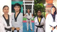 EMPAT atlet TI Bali, tiga dari Badung dan satu dari Buleleng, yang dipanggil seleknas SEA Games ke Jakarta. Tengah pelatihnya. Foto: ist EMPAT atlet TI Bali, tiga dari Badung dan satu dari Buleleng, yang dipanggil seleknas SEA Games ke Jakarta. Tengah pelatihnya. Foto: ist