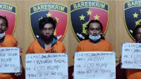 EMPAT pelaku penganiayaan di Kedonganan yang ditangkap polisi. Foto: ist EMPAT pelaku penganiayaan di Kedonganan yang ditangkap polisi. Foto: ist
