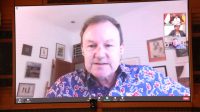 Gubernur Bali Wayan Koster dan Wakil Duta Besar (Dubes) untuk Indonesia, Rob Fenn berinteraksi secara virtual2