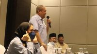 PARTAI GERINDRA KETUA Badan Pengawas dan Disiplin (BPD) DPP Partai Gerindra, Bambang Kristiono, saat menyampaikan arahan pada rapat konsolidasi DPD Gerindra NTB di Mataram, Senin (25/10/2021) malam. Foto: rul