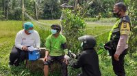 VAKSINASI dilaksanakan di areal persawahan. Foto: adi VAKSINASI dilaksanakan di areal persawahan. Foto: adi