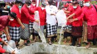 BUPATI Tabanan I Komang Gede Sanjaya menyerahkan 2.000 bibit ikan nila