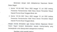 SURAT pergantian Wakil Ketua DPRD NTB dan Ketua DPRD KLU dari Mendagri yang ditujukan kepada Gubernur NTB. Foto: ist SURAT pergantian Wakil Ketua DPRD NTB dan Ketua DPRD KLU dari Mendagri yang ditujukan kepada Gubernur NTB. Foto: ist