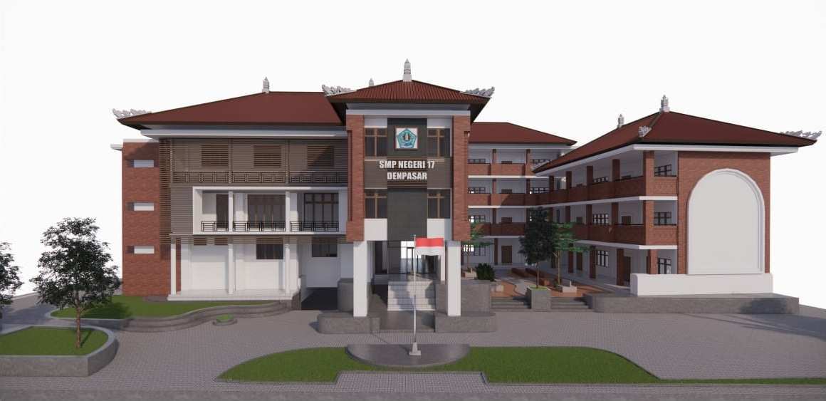 GAMBAR gedung SMPN 17 Denpasar. Tahun ini, SMPN 17 Denpasar mulai menerima murid baru sebanyak tujuh kelas sebagai angkatan pertama. Foto: ist