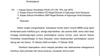 SURAT edaran Disdikpora Denpasar tentang pembelajaran daring imbas antrean BBM. Foto: ist SURAT edaran Disdikpora Denpasar tentang pembelajaran daring imbas antrean BBM. Foto: ist